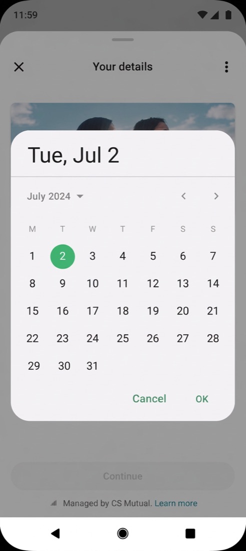 Date picker inside a WhatsApp Flow