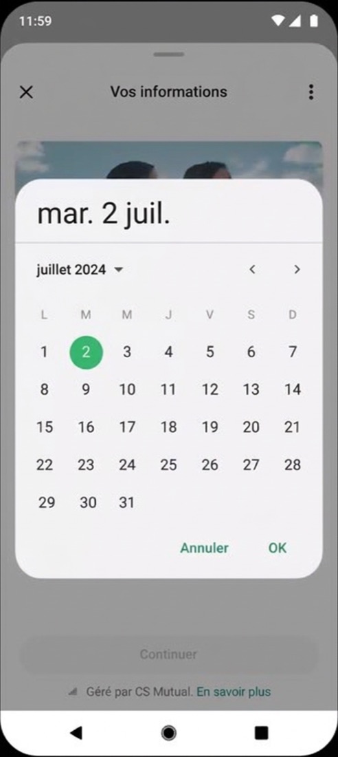 Sélecteur de date dans un formulaire WhatsApp
