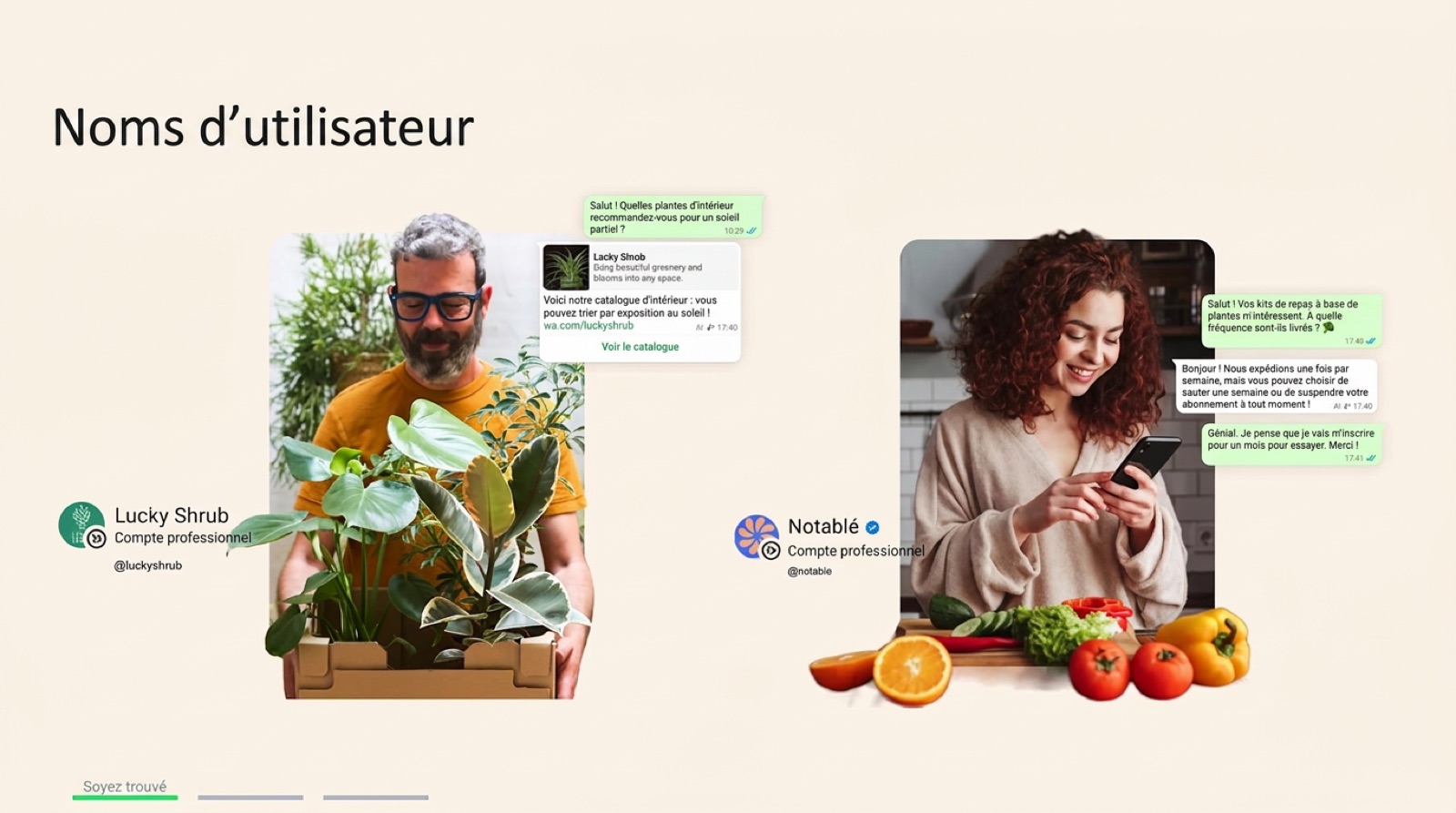 Diapositive : noms d'utilisateur pour les petits commerces